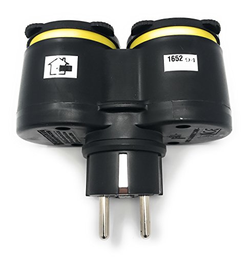 2-fach Doppelstecker Steckdosenverteiler Feuchtraumsteckdose mit Klappendeckel Multistecker Mehrfachsteckdose Schuko Steckdosenleiste Steckdose Bayram® - 3