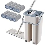 circulor Ensemble De Balai Et Seau, Ensembles Balai-serpillière Et Seau, Balai Plat Et Ensemble De Seau Rétractable 60-128 CM