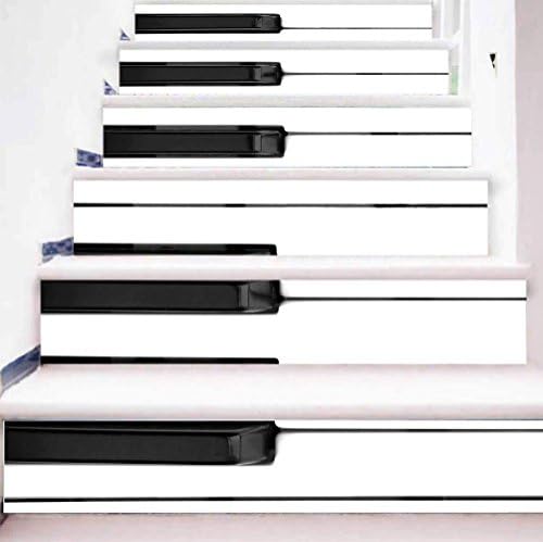KKYLOVEJ 3D DIY Piano Keys Stairs Stickers Waterproof Home Decoration Environmental Protection Wall Decals , 1 Set 6 pcs , 100*18cm