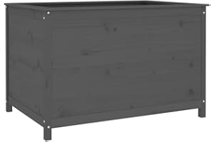 vidaXL Lit surélevé de jardin gris 119,5x82,5x78 cm bois de pin massif, lit surélevé, lit de fleurs surélevé, jardinière surélevée, lit de jardin