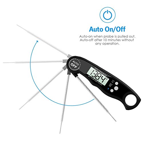 SANNU Digitales Fleisch Thermometer Sofort lesen Thermometer mit Long Probe & Back Licht, wasserdicht Küche Thermometer für Kochen Fleisch BBQ Türkei Grill, Wasser, Milch,Schnell & Auto Ein / Aus - 2