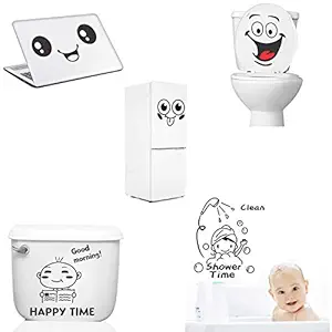 StickMe Bathroom - Toilet - Fridge -Laptop Funny - Set of 5 Stickers -SM535 (PVC Vinyl - 100cm X 100 cm_Multicolour)