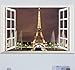 Produktbild CMMO 3D Fenster Paris Eiffelturm Kunst Aufkleber Wandaufkleber Room Decor Removable