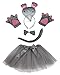 Produktbild Petitebelle 3D-Maus-Stirnband, Schleife, Schwanz, Handschuhe, graues Tutu, 5-teiliges Partykostüm Gr. Einheitsgröße, grau