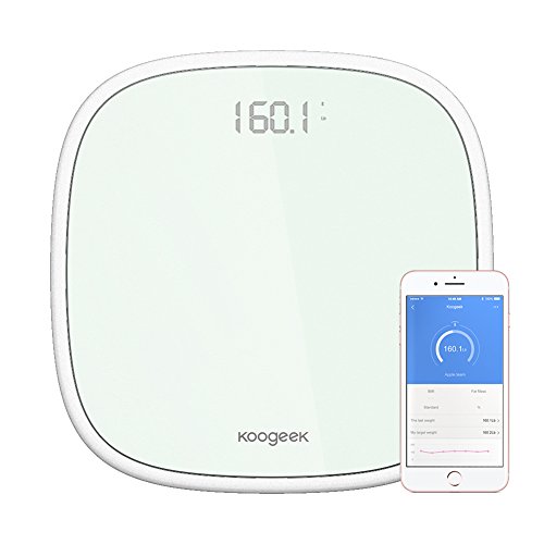 Koogeek digital Körperwaage Personenwaage bluetooth 4,0 bis zu 440lb / 200kg kg/st/lb Glasswaage Babywaage
