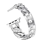 Transer Armband Für Fitbit Versa/Einreihige Cowboy Kette Metall Crystal Watch Band Handgelenk Legierung Strap (Silver)