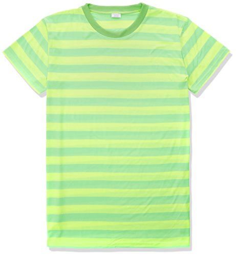 Camiseta de rayas para hombre, estilo Príncipe de Bel Air, color amarillo y verde neón, 5 tallas