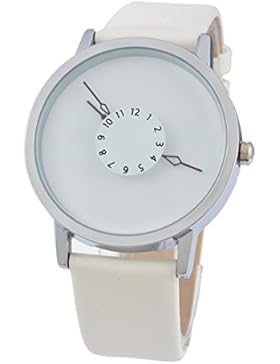 Souarts Damen Weiß Kunstleder Armbanduhr Quartz Analog mit Batterie