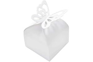 JZK 50 x białe motyle weselne pudełka na upominki, pudełko na słodycze, na imprezę, na wesele, urodziny, chrzest, komunię świętą, Boże Narodzenie