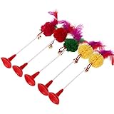 Amazingdeal365 5 PCS Katzenspielzeug - Federstab mit Glocke und Feder,Saugnapf