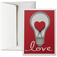 Love - amour - ampoule - coeur - carte de voeux avec enveloppe (15 x 10,5 cm) - carte faite à la main - blanc à l'intérieur .