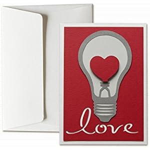 Love - liebe - glühbirne - herz - Grußkarte mit Umschlag (15 x 10,5 cm) - handgemachte Karte - freier Raum nach innen