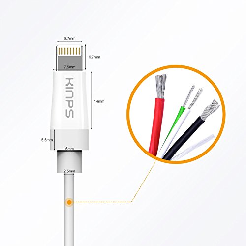 [Apple MFi Zertifiziert] Kinps 10ft / 3m extralanges 8-poliges USB-Kabel mit Lightning Stecker für Apple iPhone 5 / 5s / 5c / 6/6 Plus, iPod 7, iPad Mini / Mini 2 / Mini 3, iPad Air / iPad Air 2（Weiß） - 7