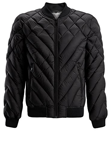oodji Ultra Herren Bomberjacke mit Stoffkragen, Schwarz, DE 52-54 / L oodji Ultra Herren Bomberjacke mit Stoffkragen, Schwarz, DE 52-54 / L