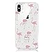 Produktbild DAPP® kompatibel mit iPhone XS/X Hülle, Dolce Vita Serie Transparente Silikon Handyhülle für Damen/Mädchen, Durchsichtig mit Rot Rosa Flamingo Muster