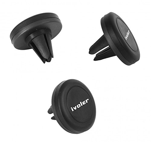 [2 Pezzi] iVoler Super Mini Supporto Auto Smartphone Magnetico Porta Cellulare Auto del Ventilatore Universale per iPhone X / 8 / 8 Plus / 7 / 7 Plus / 6(s) / 6(s) Plus / SE / 5s / 5, Samsung Galaxy S9 / S9+ / S8 / S8+ / S7 / S7 Edge / S6 / S5 / J5 / A5, Asus Zenfone 3 / 4, Huawei, Google Nexus, LG, Nokia, Blackberry, Xiaomi, Lenovo, HTC, ecc. - Nero