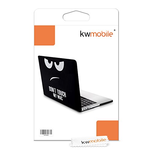 kwmobile Hardcase Laptop Hülle für Apple MacBook Pro Retina 13″ (ab Ende 2012) – Don’t touch my Mac Design Weiß Schwarz dünne gummierte Schutzhülle Cover Case Tasche - 7