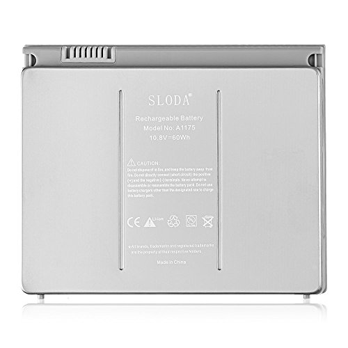 SLODA Laptop Ersatz Akku für Apple Unibody Macbook Pro 15" 2006 bis Anfang 2008 Version A1175 A1211 A1226 A1260 A1150 15 Zoll Macbook Pro 1,1 2,2 3,1 4,1 Tragbares Notizbuch Batterie Aluminium Gehäuse Als Original [Li-Polymer 10.8V 5500mAh]