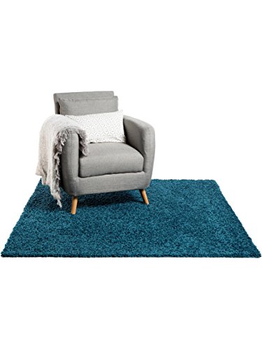 benuta Shaggy Hochflor Teppich Swirls Blau 60x60 cm | Langflor Teppich für Schlafzimmer und Wohnzimmer