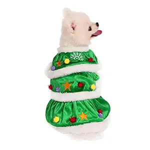 Mogoko Dog Cat Christmas Tree Costume, Funny Pet Cosplay Dress, Puppy Fleece Outfits Warm Clothes for Xmas (M Size)