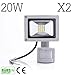 Produktbild ''WIDEN ELECTRIC'' 2 Stück 20W LED Fluter Flutlichtstrahler SMD mit Bewegungsmelder strahler Außenstrahler Kaltweiß/kaltlicht