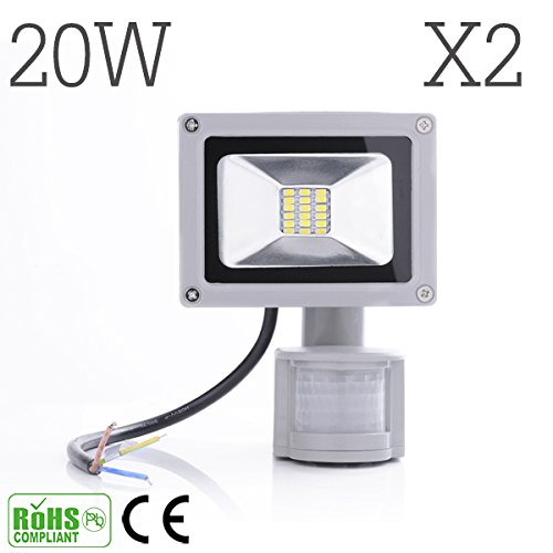 Preisvergleich Produktbild ''WIDEN ELECTRIC'' 2 Stück 20W LED Fluter Flutlichtstrahler SMD mit Bewegungsmelder strahler Außenstrahler Kaltweiß / kaltlicht