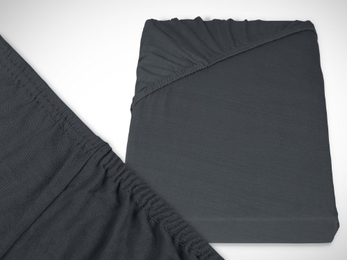 klassisches Jersey Spannbetttuch – erhältlich in 22 modernen Farben und 6 verschiedenen Größen – 100% Baumwolle, 120 x 200 cm, anthrazit - 2