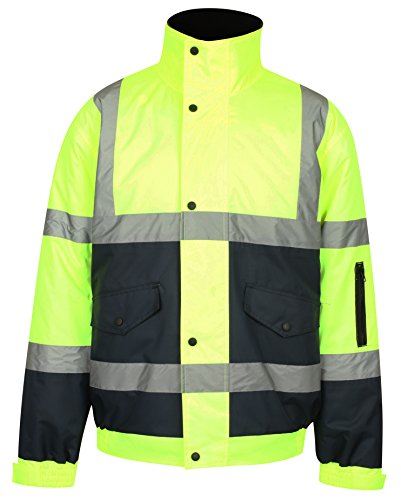 HuntaDealHi Viz VIS High Visibility Bomber Contractor Padded Jacket Work Safety Security Workwear