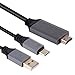 Produktbild USB C HDMI Kabel,2M USB 3.1 Typ C zu HDMI 4K MHL kabel mit Ladekabel (Thunderbolt 3 kompatibel) unterstützt Ultra-HD [4K] für Samsung Galaxy S9 S8/S8 Plus,Note 8, ChromeBook Pixel, MacBook Pro/Neu 2016, Huawei Mate 10 usw (Grau,Mit Ladekabel)