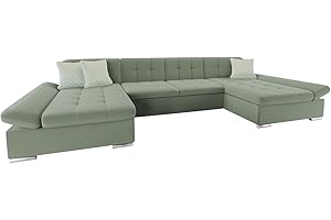 Mirjan24 Divano angolare Alia con braccioli regolabili, 2 cassette letto e funzione sleep, divano angolare a forma di U del produttore, divano letto (Uttario Velvet 2954 + Uttario Velvet 2954 + Evo