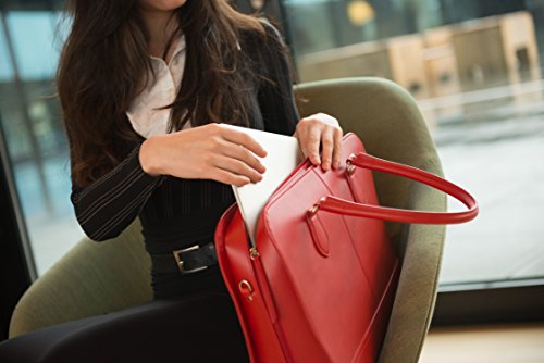 Su.B 15.6” 14” professionelle Design Damen Laptoptasche, echtes Leder – Made in Italy (Rot) - 4