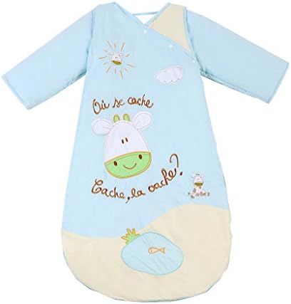 Missfly Baby Children Sleeping Bag with detachable Sleeves Winter,Cartoon Animals Design, Blue Cow, L(length:105cm)