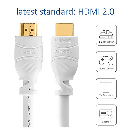 deleyCON 10m HDMI Kabel HDMI 2.0 / 1.4a kompatibel High Speed mit Ethernet (Neuster Standard) ARC 3D 4K Ultra HD (1080p/2160p) - 5