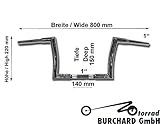 TÜV Teilegutachten §19/3 Lenker Bad Ape 22cm hoch / 1\