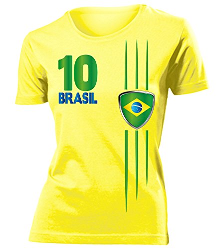 Golebros Brasilien Fanshirt Streifen 3212 Damen T-Shirt (F-G) Gr. M