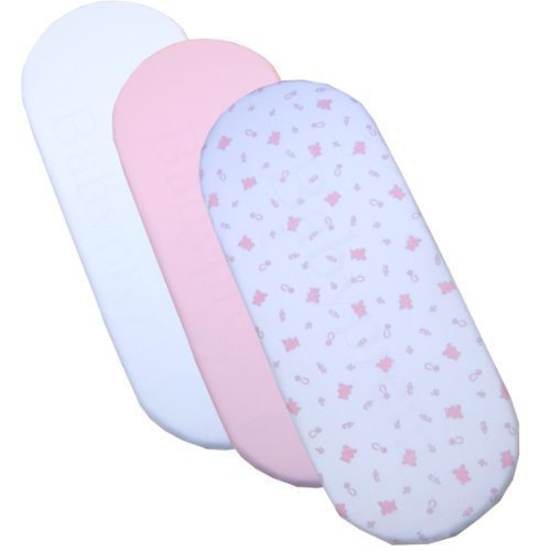 BabyPrem 3 Fitted Cotton Girls Moses Basket Sheets 73-76 x 28-30cm PINK TEDDY