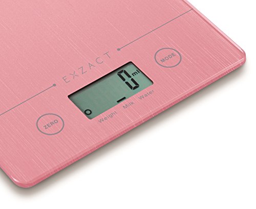 EXZACT EX9150 Super Schmal (1.4 CM) Elektronische Küchenwaag / Digitale Waage – Hartglasplattform – Berührungsknopf – Batterie Inklusive – 5kg/11lb (Rosa) - 3