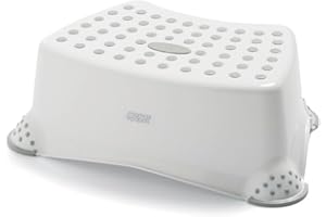 Mamas & Papas Anti Slip Step Stool, Multiuse Booster Step, Toddler Toilet Training, 18 Months to Maximum 25kg - White/Pebble Grey