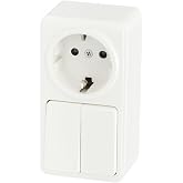 Jandei - Mechanism White Polycarbonate Surface, 250V (Double Switch 2 circuits + Schuko plug)
