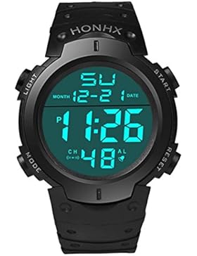 Ourmall Digitaluhr, Wasserdichte Herrenuhr, Digitale LCD-Stoppuhr mit Datumsanzeige, Gummi, Sport-Armbanduhr