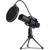 NK Micrófono para Streaming - Micrófono de Condensador USB con trípode y Filtro Antipop para PC/Mac / PS4-5, Amplia Compatibi