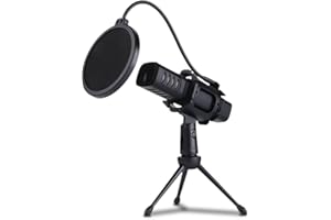 NK Condensateur USB - Micro avec trépied et Filtre Anti-Pop pour PC/Mac/PS4-5, système Anti-Pop, Grande compatibilité, Plug & Play (Streaming, Podcast, Youtube, Discord) NK-MICROPODCAST