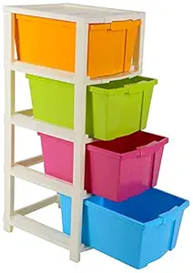 Joyful Studio 4 XL Plastic Modular Drawer System for Home, Office, Hospital, Parlor, School, Doctors, Home and Kids, Product Dimension When assembeled (31cmx39cmx80.9 cm) (STUDIO 4XL)