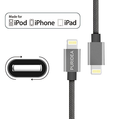 Puridea 3Ft/1M Nylon Braided iphone Charger Cable,Quick Charge 2.4A Lightning Charger Cable [Apple MFi Certified] for iPhone8 7 6s Plus, 5/5c/5s/SE iPad Air 2, iPad Pro and More (Space Gray)