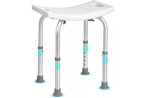 FERRUCCI COMFORT Sgabello Doccia Sedile da Bagno, Altezza Regolabile, Alluminio Antiruggine, Piedini Antiscivolo in Gomma, per Anziani e Disabili o Riabilitazione