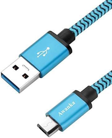 Micro USB Cable, High Speed Tangle-Free Nylon Braided USB 2.0 Micro Cable with Aluminum Shell and Gold-Plated Connectors for Samsung LG HTC and Other Tablet Smartphone (3.3ft/1M Blue)