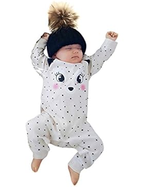 Longra Baby Strampler Spielanzug Jungen Mädchen Langarm Overalls Baumwolle Babykleidung mit Dot Neugeborene Baby...