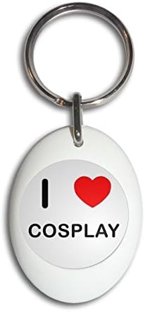 I Love Cosplay - White Plastic Oval Key Ring