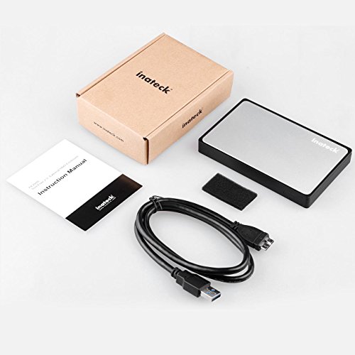 [Optimiert für SSD] Inateck USB 3.0 Externes festplatten Gehäuse für 9.5mm 7mm 2.5 zoll SATA-I, SATA-II, SATA-III, SATA SSD und HDD mit USB3.0 Kabel , keine zusätzlichen Treiber benötigt, Werkzeuglose – Silber - 8