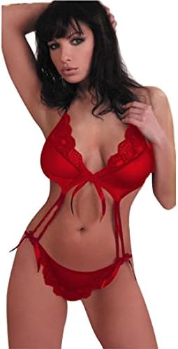 BA Zha Sexy Babydoll Women Lingerie Sexy Lace G-String Underwear Sleepwear (M, Red)